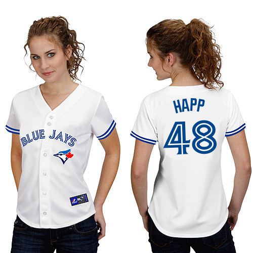 J-A Happ #48 mlb Jersey-Toronto Blue Jays Women's Authentic Home White Cool Base Baseball Jersey
